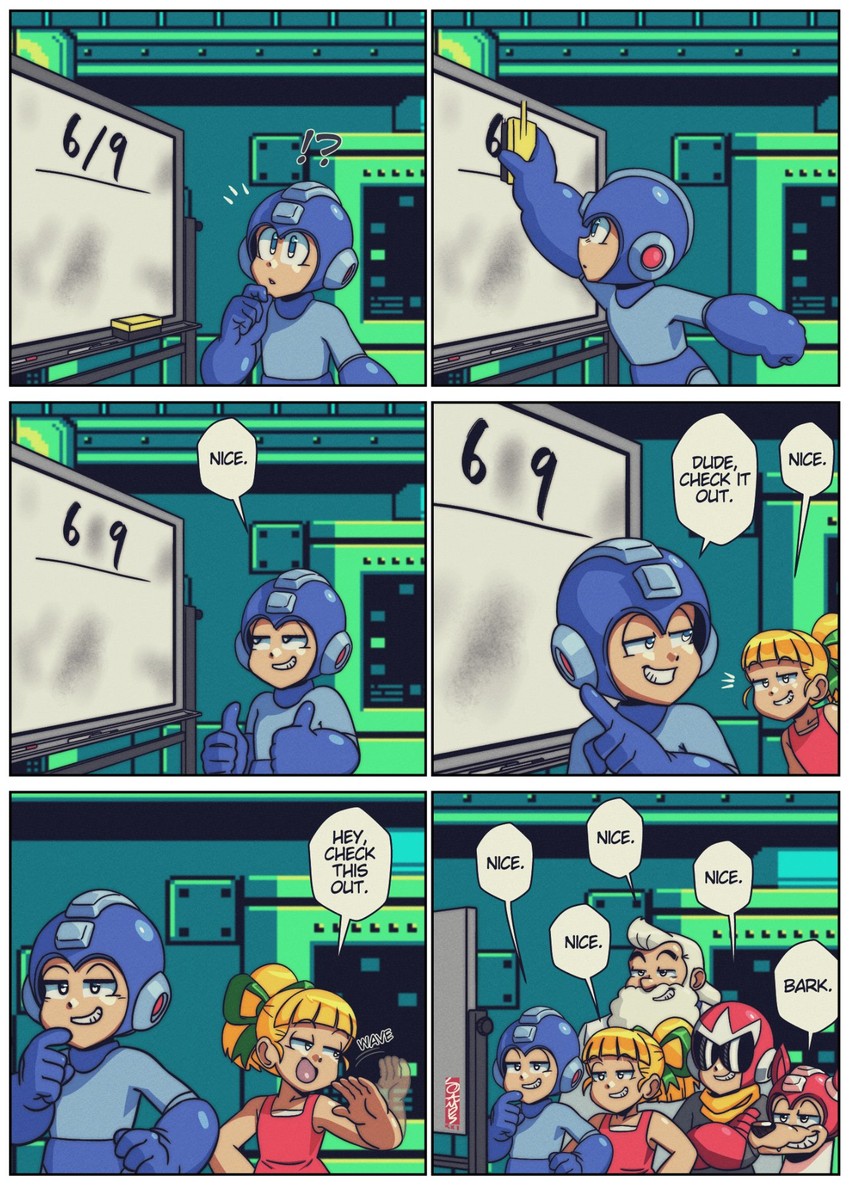 roll, mega man, proto man, rush, and dr. light (mega man) drawn by ryan_jampole