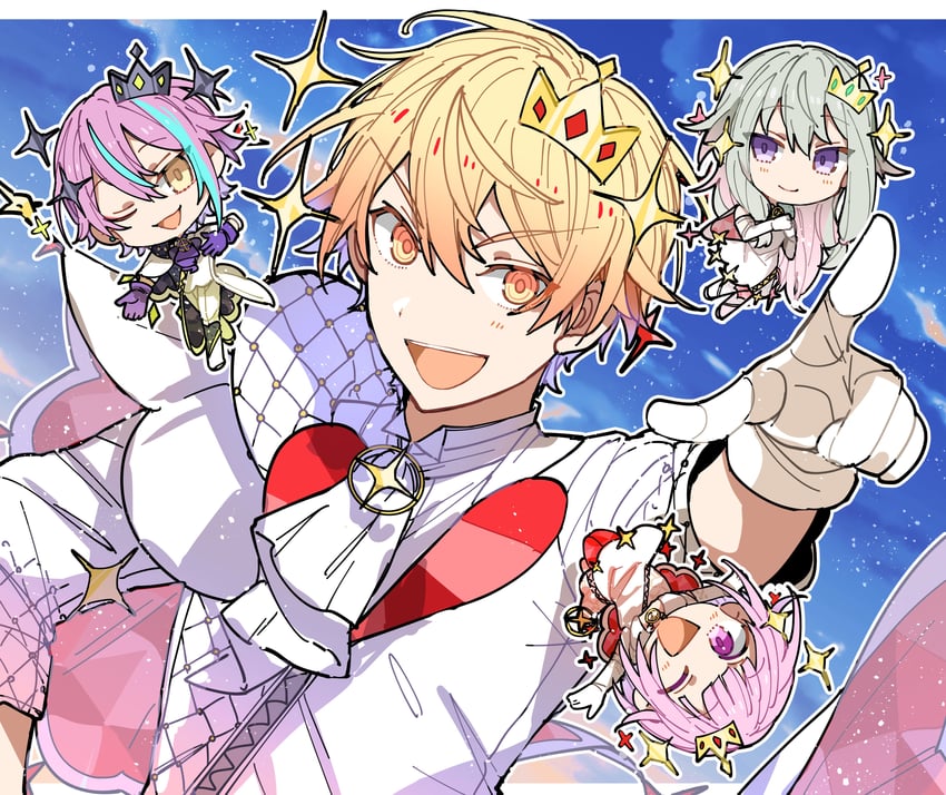 ootori emu, tenma tsukasa, kusanagi nene, and kamishiro rui (project sekai) drawn by hoshi-toge