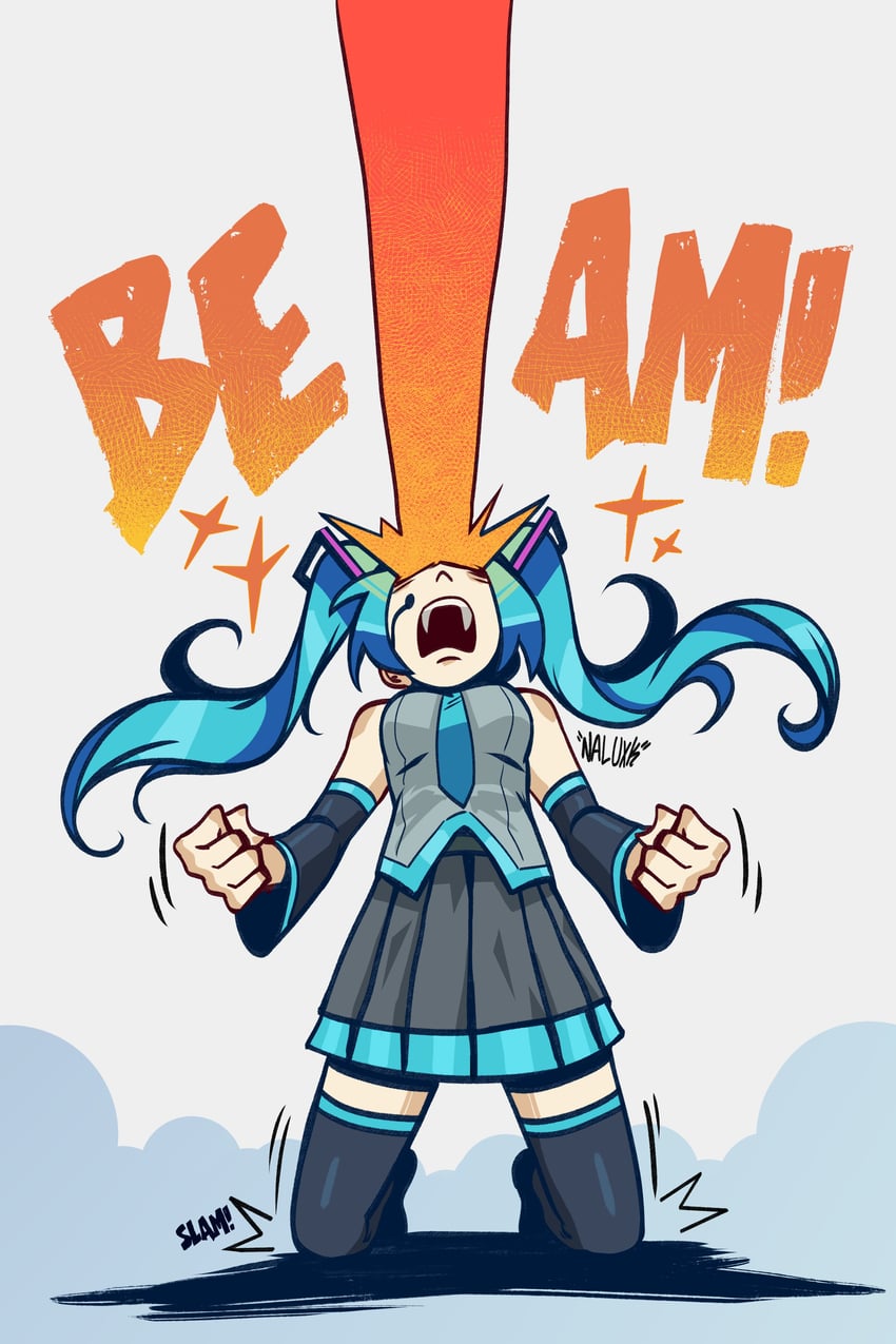 hatsune miku and cyclops (vocaloid and 4 more) drawn by naluxk