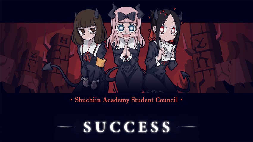 shinomiya kaguya, fujiwara chika, and iino miko (helltaker and 1 more) drawn by l.eleven