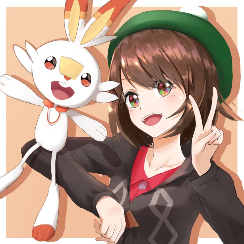 gloria and scorbunny (pokemon and 1 more) drawn by ta_rou_51