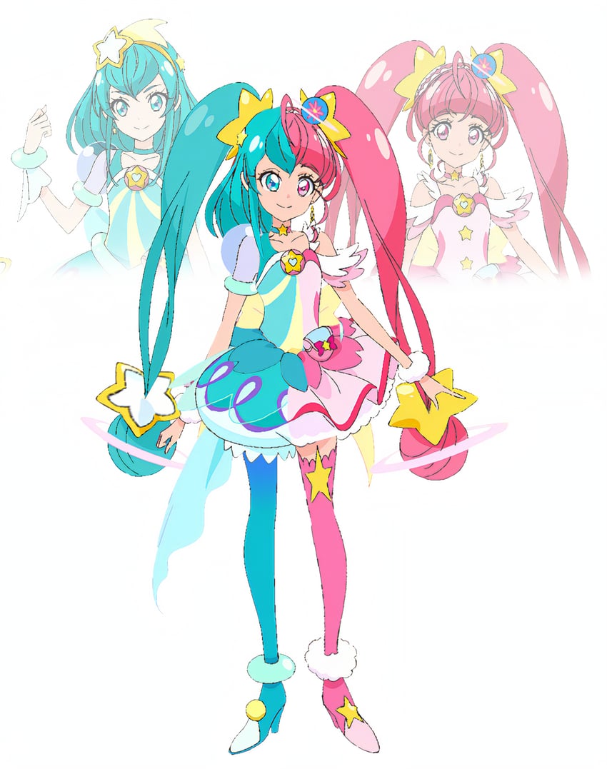 hagoromo lala, hoshina hikaru, cure milky, and cure star (precure and 1 more) drawn by unitedtribute1