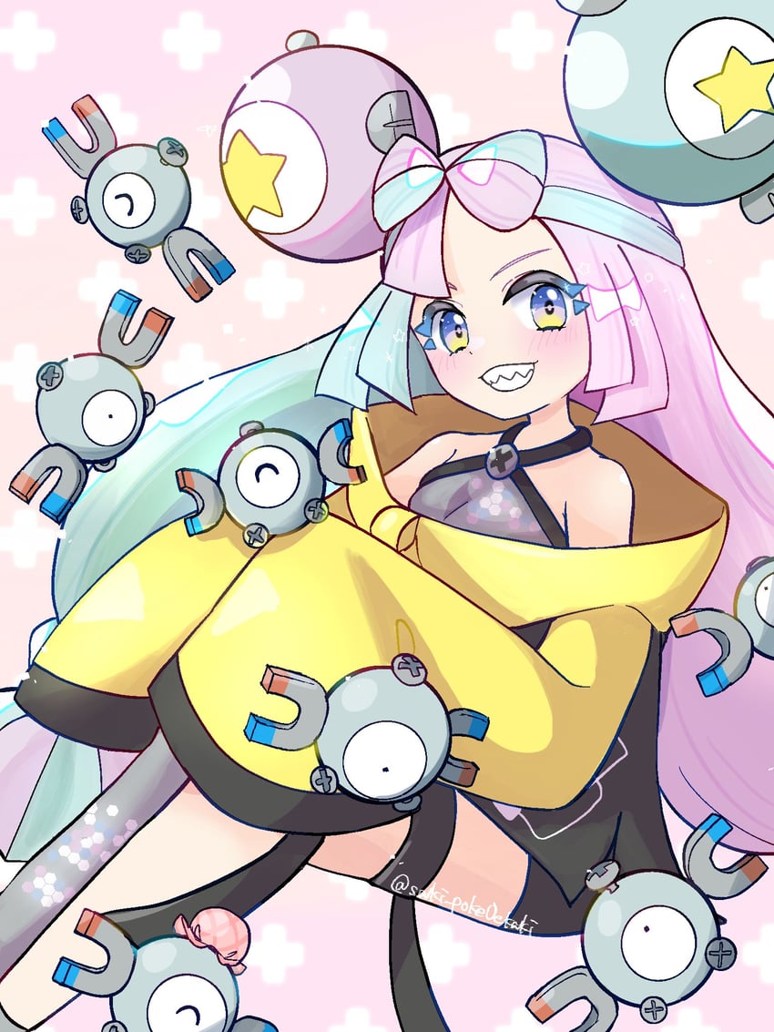 iono and magnemite (pokemon and 1 more) drawn by saki_pokeoekaki