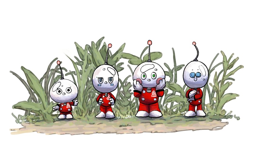rescue officer, shepherd, collin, and russ (pikmin and 1 more) drawn by usuba_(hatomugip)