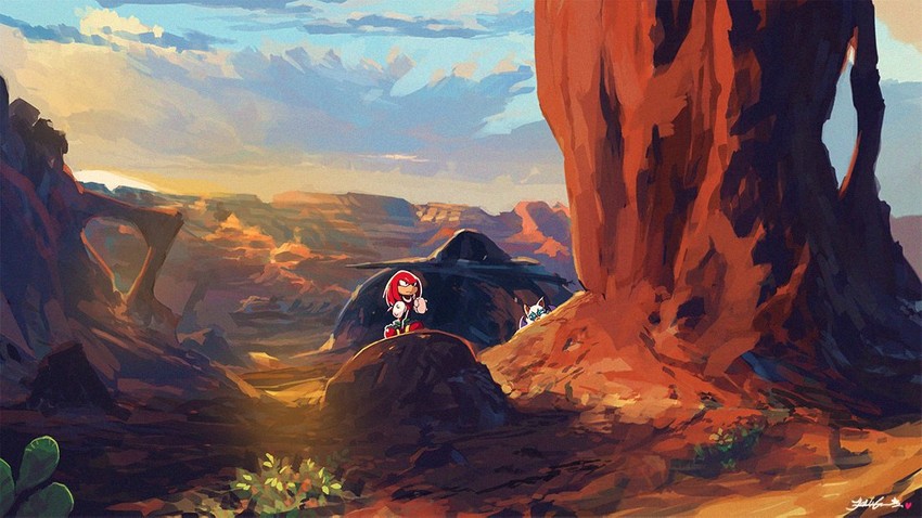 rouge the bat and knuckles the echidna (sonic and 1 more) drawn by matt_cummings