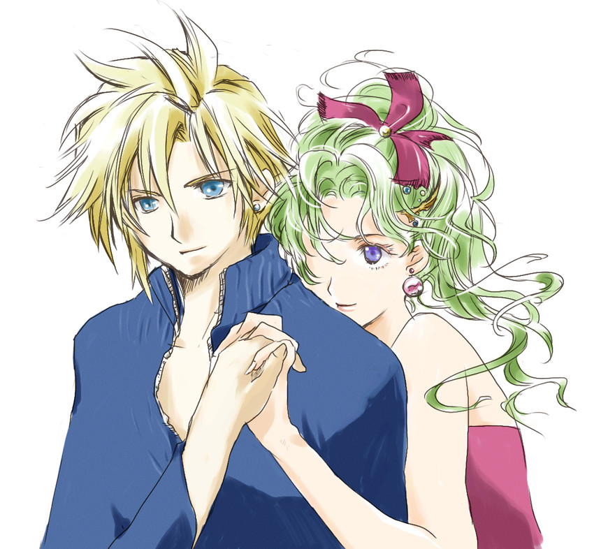 cloud strife and terra branford (final fantasy and 3 more) drawn by aria_(glamorousgossip)