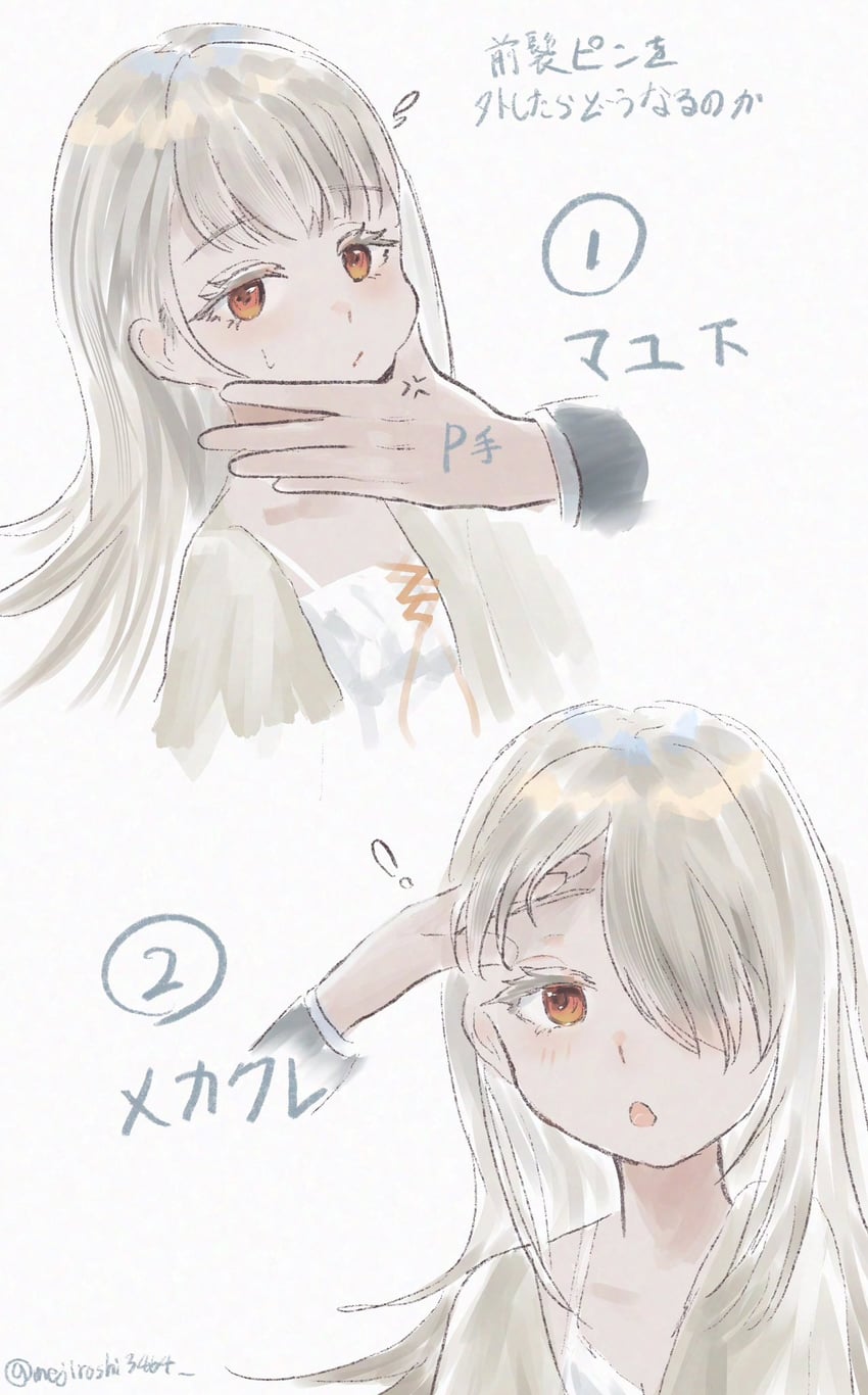 producer and shinosawa hiro (idolmaster and 1 more) drawn by mejida_(mejiroshi3464)