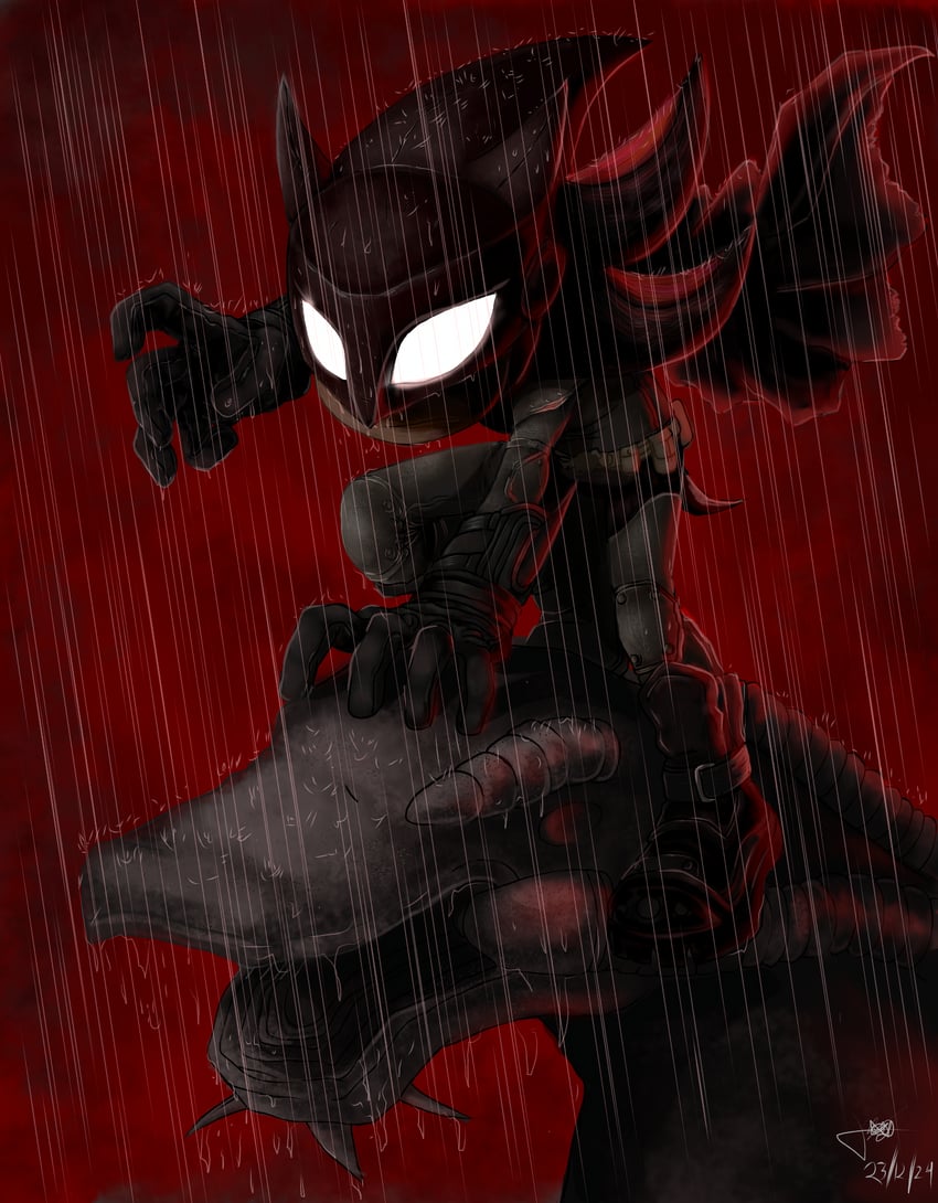 shadow the hedgehog, batman, and biolizard (sonic and 1 more) drawn by sleepywitchzealot