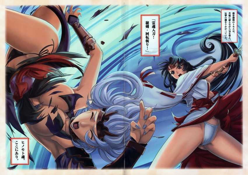 tomoe, musha miko tomoe, and shizuka (queen's blade) drawn by eiwa