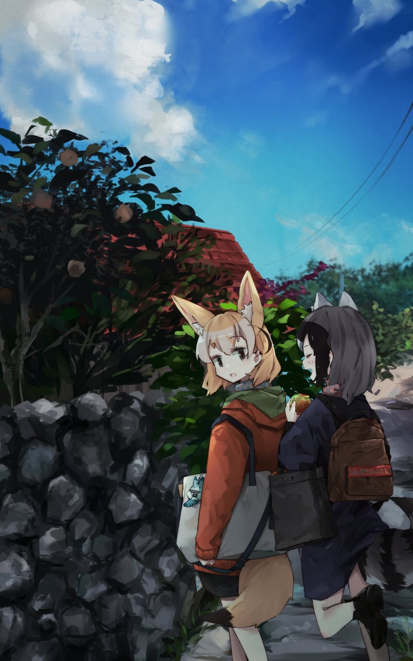 common raccoon, fennec, and lucky beast (kemono friends) drawn by nanana_(nanana_iz)