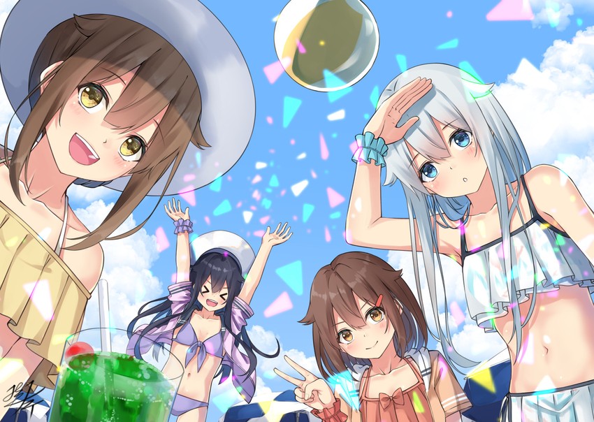 hibiki, inazuma, ikazuchi, and akatsuki (kantai collection) drawn by miko_fly