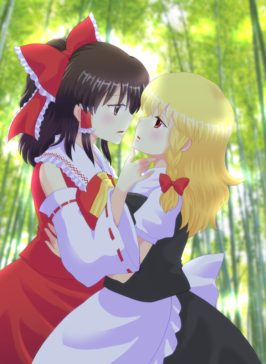 hakurei reimu and kirisame marisa (touhou) drawn by uokos