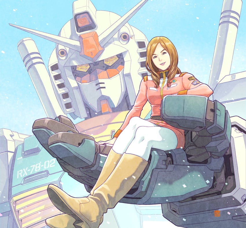 rx-78-2 gundam, sayla mass, and moriguchi hiroko (gundam and 2 more) drawn by kotobuki_tsukasa