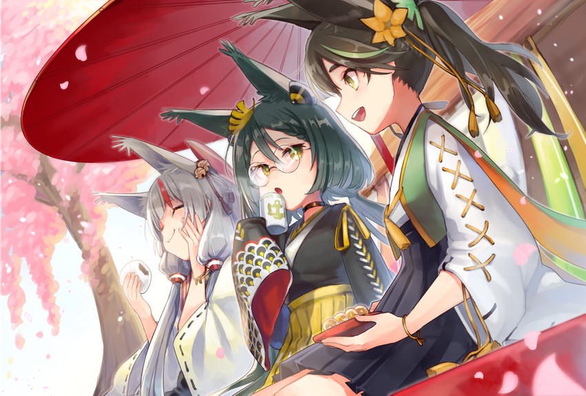 kamikaze, matsukaze, and hatakaze (azur lane) drawn by uzura_(bonnet225)