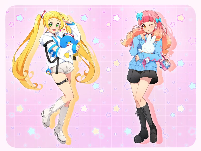 yuki aine, miffy, tuxedo sam, and hinata ema (aikatsu! and 3 more) drawn by rumo