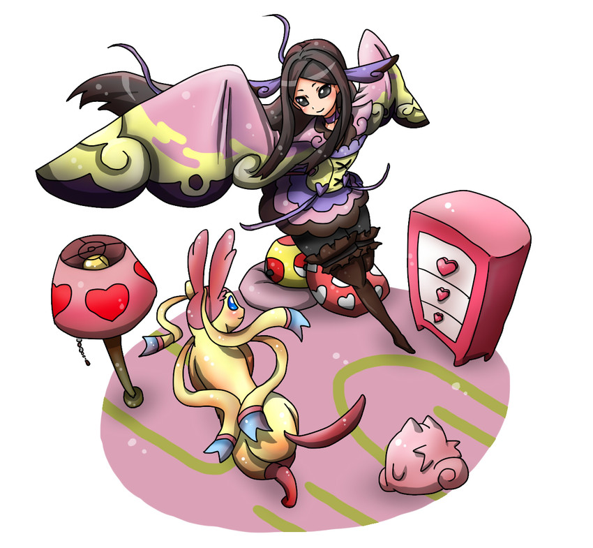 sylveon, clefairy, and valerie (pokemon and 1 more) drawn by komachipure