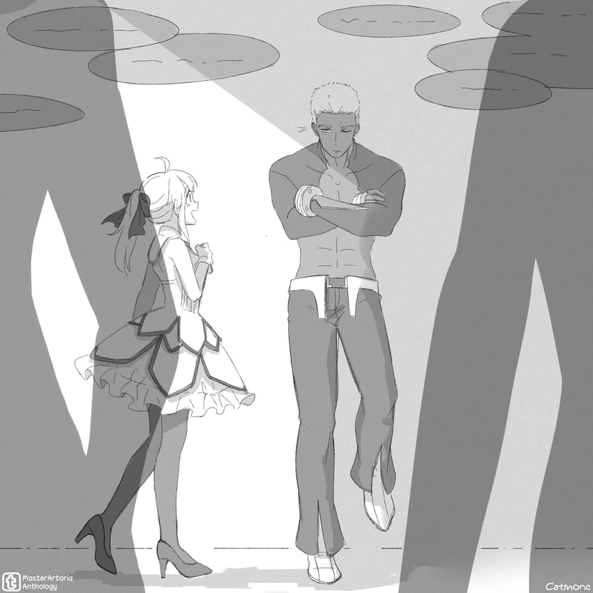 artoria pendragon, saber lily, and emiya alter (fate and 1 more) drawn by alleycat_nd