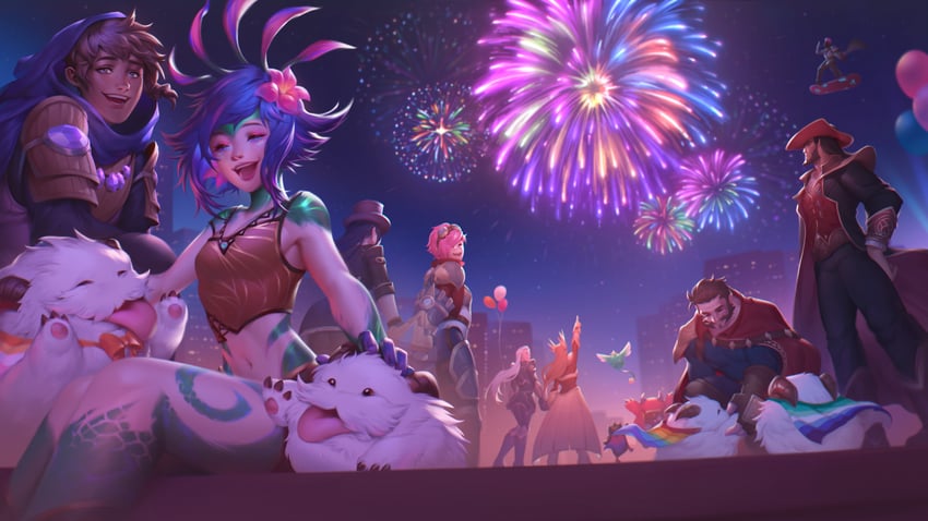 vi, caitlyn, neeko, leona, graves, and 4 more (league of legends and 1 more) drawn by yeorin