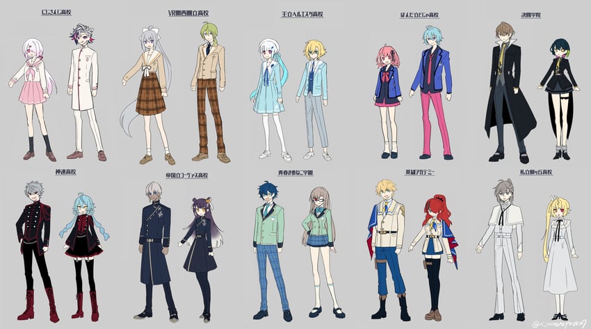 lize helesta, higuchi kaede, hoshikawa sara, shiina yuika, kuzuha, and 16 more (nijisanji) drawn by ninahachi