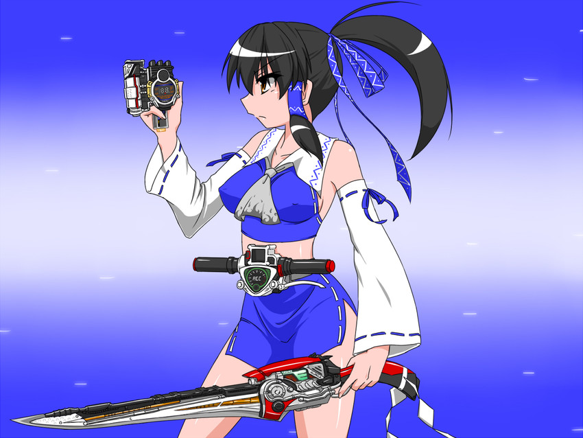 hakurei reimu and kamen rider accel (touhou and 2 more) drawn by tsukushi_(741789)