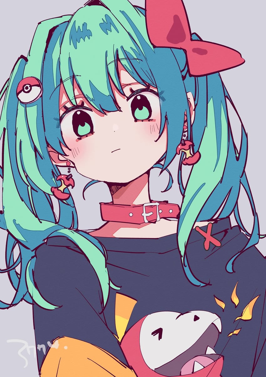 hatsune miku and fuecoco (pokemon and 1 more) drawn by 3774.
