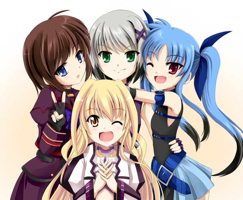 stern the destructor, levi the slasher, lord dearche, and yuri eberwein (lyrical nanoha and 3 more) drawn by kachuten