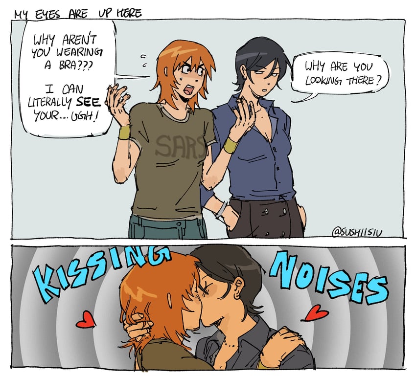 scott pilgrim and wallace wells (scott pilgrim) drawn by sushiisiu