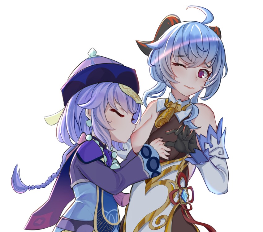 ganyu and qiqi (genshin impact) drawn by qingjiao_rou_si