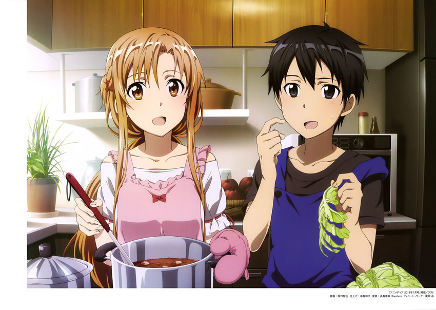 asuna and kirito (sword art online) drawn by nishiguchi_tomoya