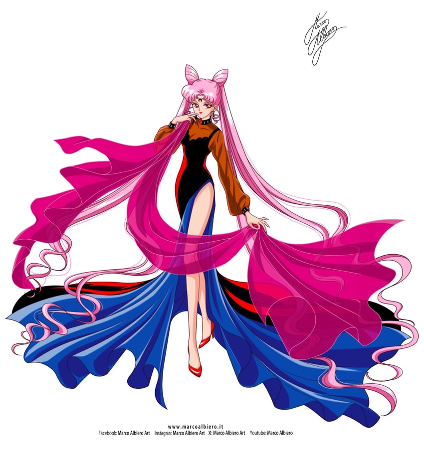 chibi usa and black lady (bishoujo senshi sailor moon and 1 more) drawn by marco_albiero
