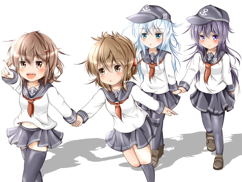hibiki, inazuma, ikazuchi, and akatsuki (kantai collection) drawn by kamesys