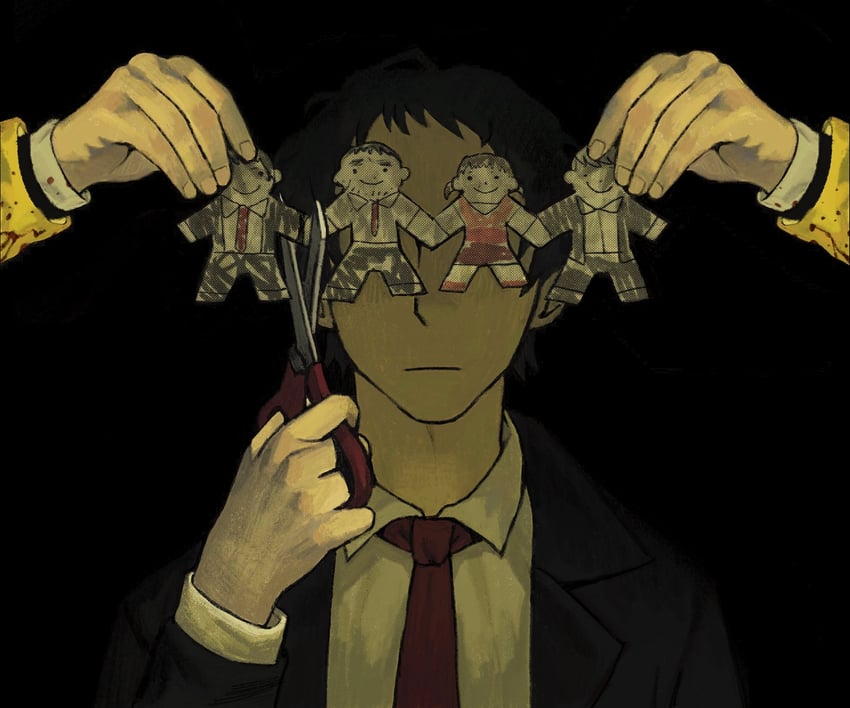 narukami yu, doujima nanako, adachi tooru, doujima ryoutarou, and izanami (persona and 1 more) drawn by tunneisnakes