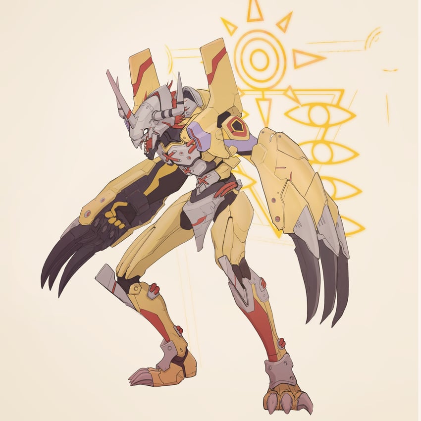 eva 01 and wargreymon (neon genesis evangelion and 1 more) drawn by eleven_shih