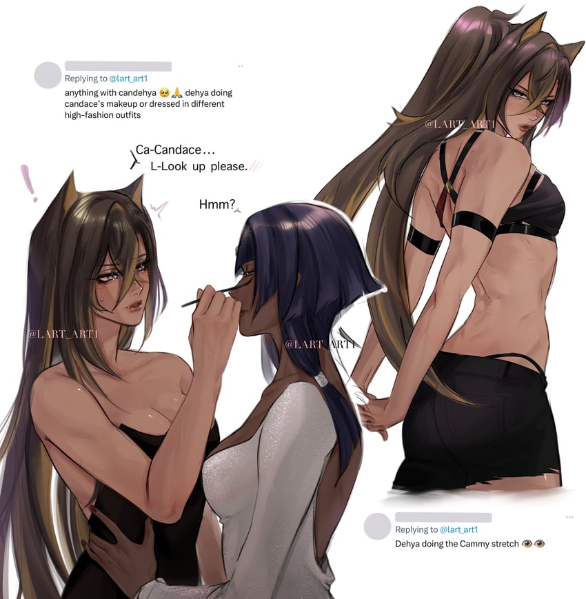 dehya and candace (genshin impact and 1 more) drawn by lart_art1