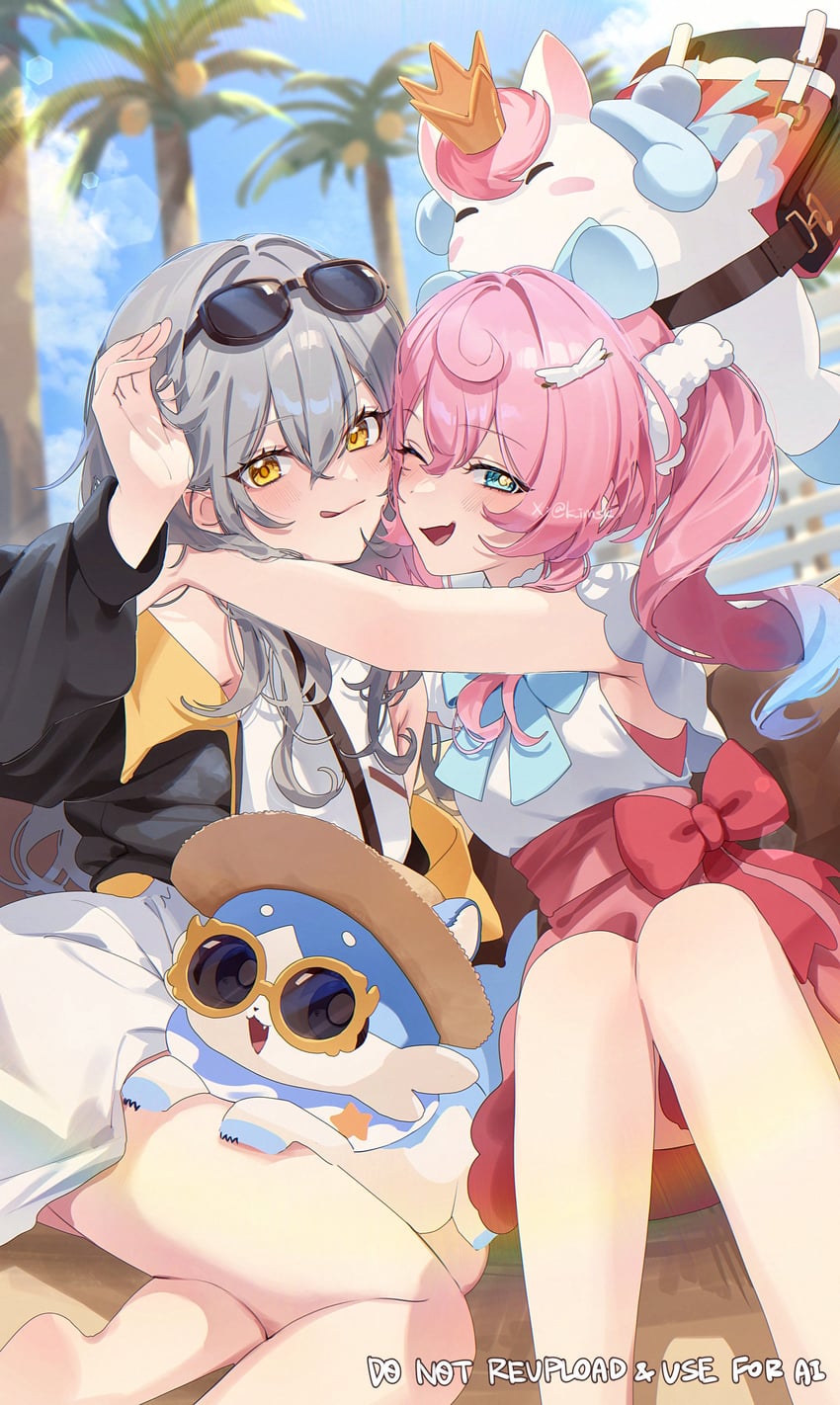 trailblazer, stelle, hyacine, little ica, and bubbles (honkai and 1 more) drawn by imasaki_kei