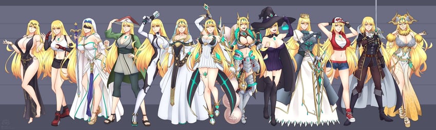 artoria pendragon, saber, tifa lockhart, mythra, samus aran, and 6 more (fate and 15 more) drawn by miike-san