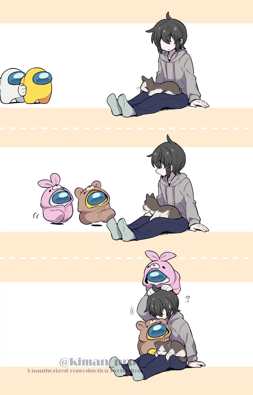 crewmate, yellow, white, and they (original and 1 more) drawn by kiman