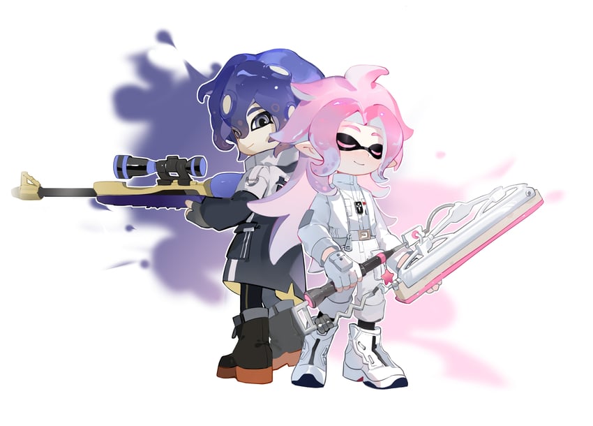 hatsutori hajime and utsugi noriyuki (splatoon and 1 more) drawn by raining_ji