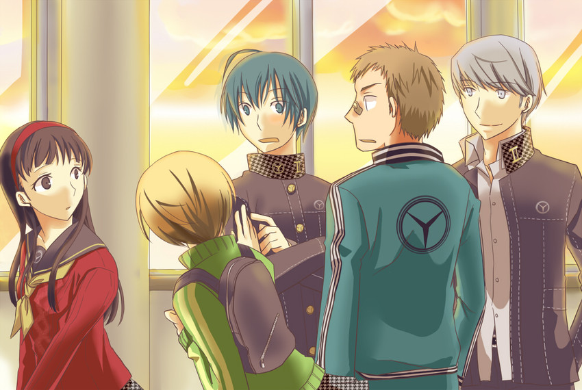 narukami yu, satonaka chie, amagi yukiko, ichijou kou, and nagase daisuke (persona and 1 more) drawn by shio_koshou