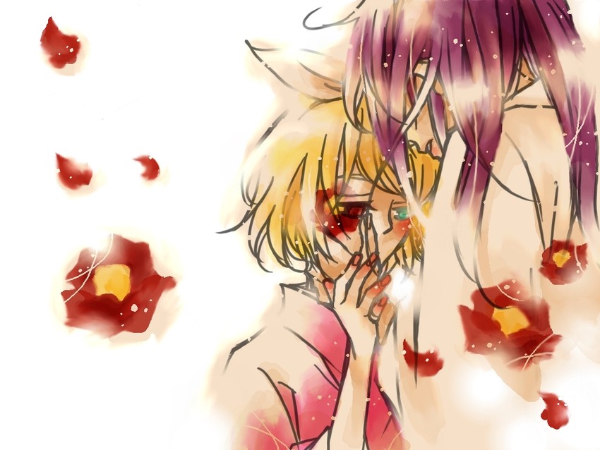 kagamine rin and kamui gakupo (vocaloid) drawn by murasaki_aiko_(yumemakura)