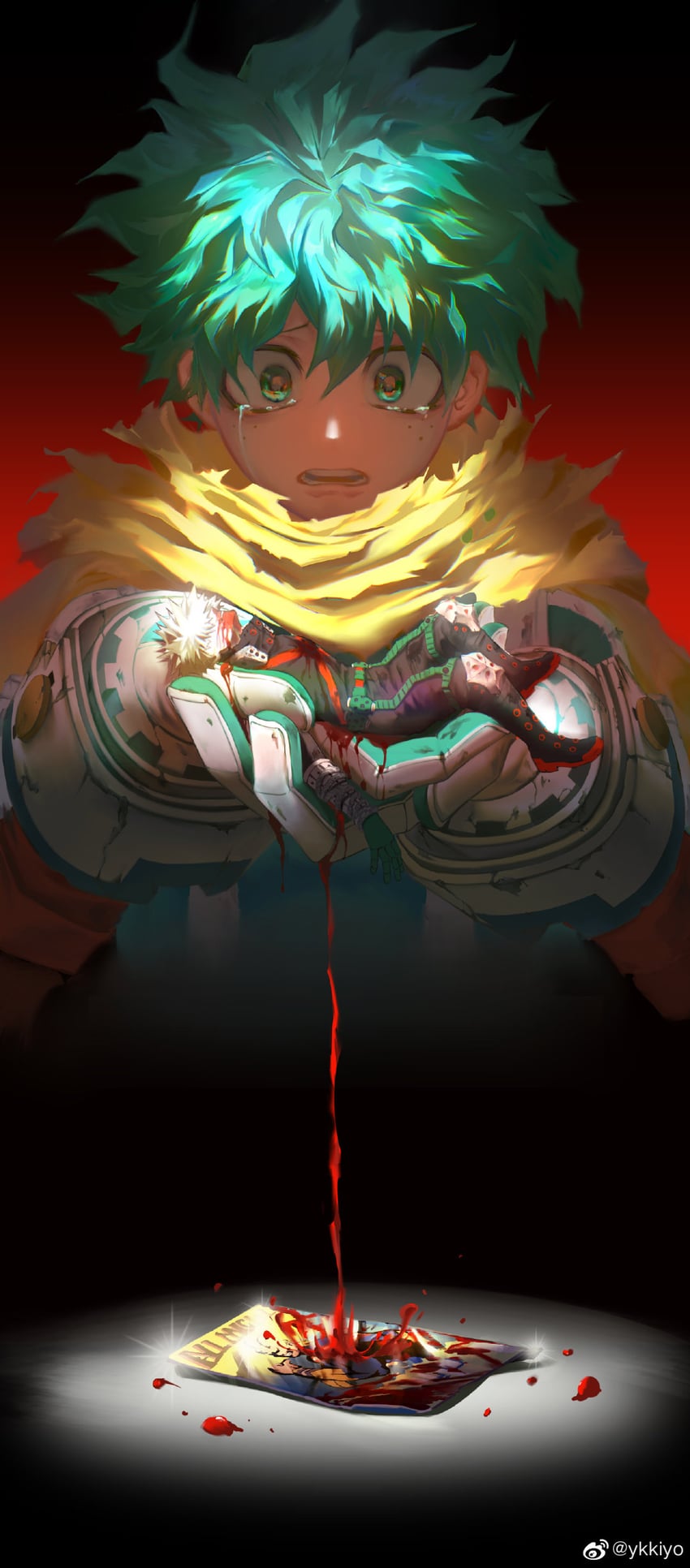 midoriya izuku, bakugou katsuki, and all might (boku no hero academia) drawn by ykkiyo