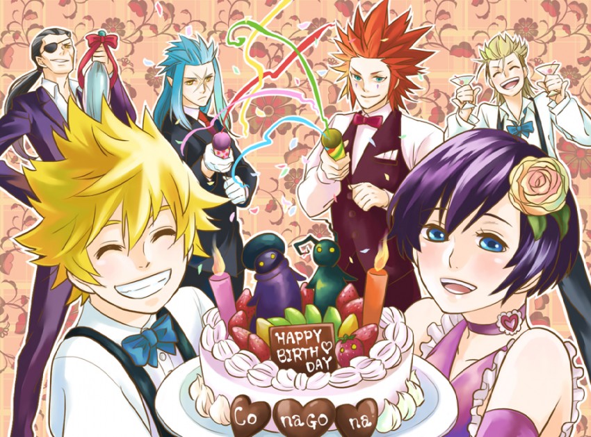 roxas, xion, axel, saix, demyx, and 2 more (kingdom hearts and 1 more) drawn by danbo_(symbols)