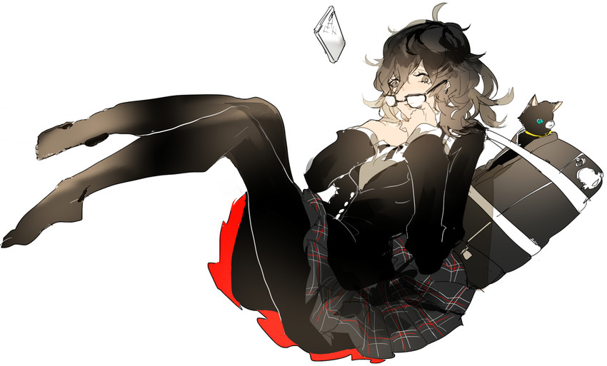 amamiya ren and morgana (persona and 1 more) drawn by ori_(momonimo)