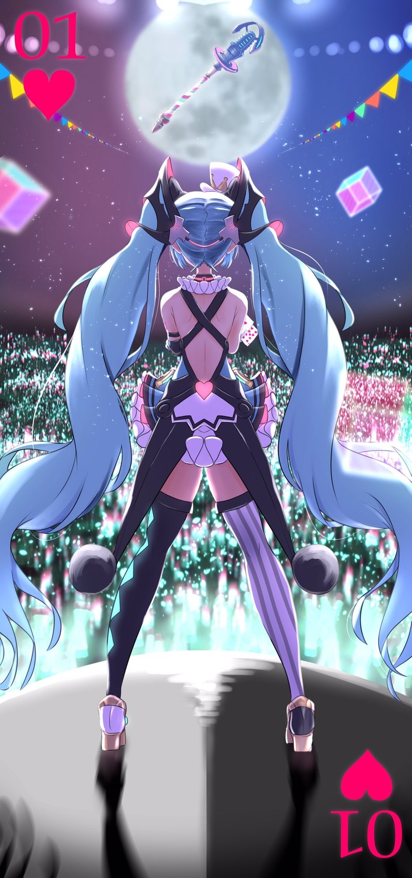 hatsune miku and magical mirai miku (vocaloid and 2 more) drawn by itogari